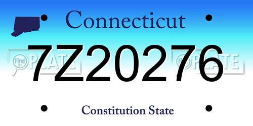 7Z20276 Connecticut License Plate