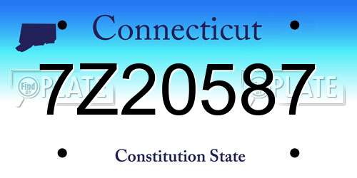 7Z20587 Connecticut License Plate