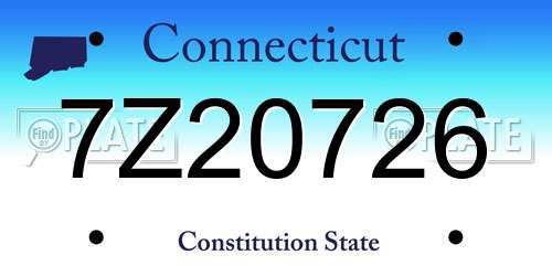 7Z20726 Connecticut License Plate