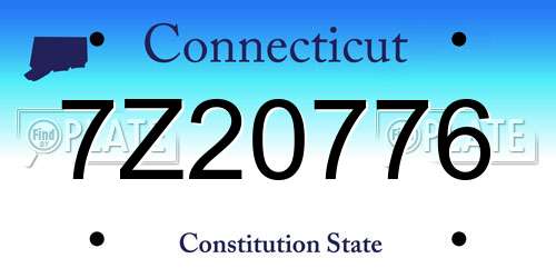 7Z20776 Connecticut License Plate