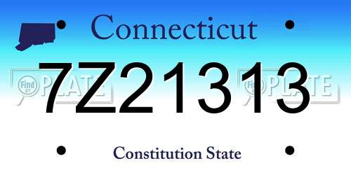 7Z21313 Connecticut License Plate