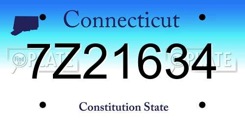 7Z21634 Connecticut License Plate
