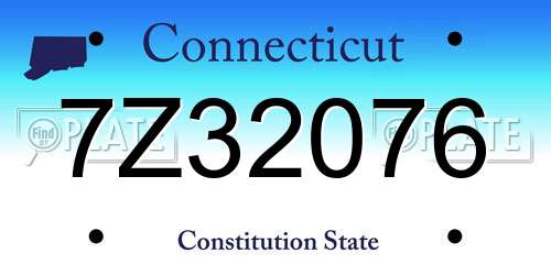 7Z32076 Connecticut License Plate