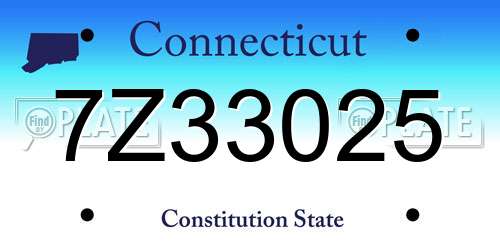 7Z33025 Connecticut License Plate