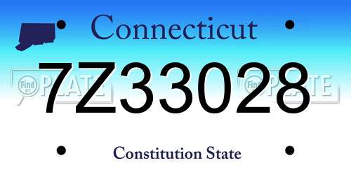 7Z33028 Connecticut License Plate