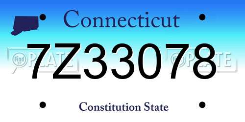 7Z33078 Connecticut License Plate
