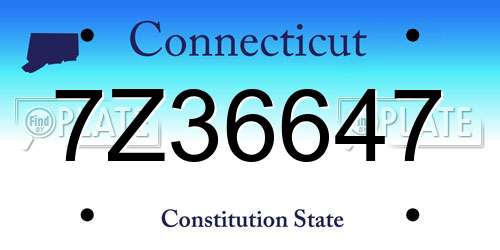 7Z36647 Connecticut License Plate