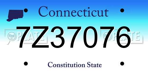 7Z37076 Connecticut License Plate