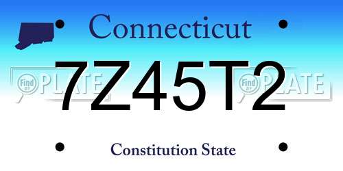 7Z45T2 Connecticut License Plate