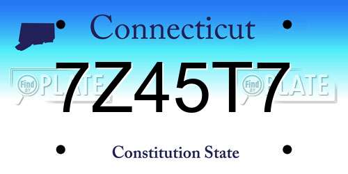 7Z45T7 Connecticut License Plate
