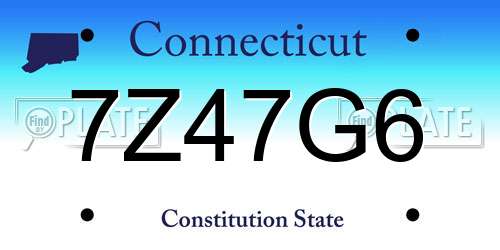 7Z47G6 Connecticut License Plate