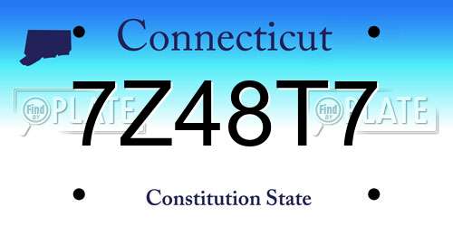 7Z48T7 Connecticut License Plate