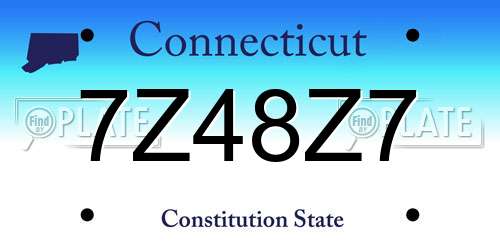 7Z48Z7 Connecticut License Plate