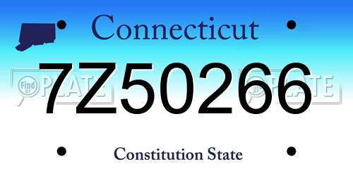 7Z50266 Connecticut License Plate