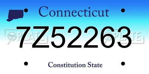 7Z52263 Connecticut License Plate