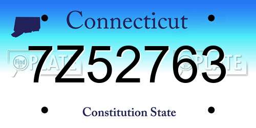 7Z52763 Connecticut License Plate