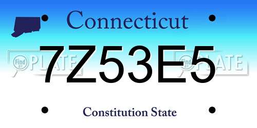 7Z53E5 Connecticut License Plate