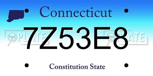 7Z53E8 Connecticut License Plate