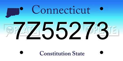 7Z55273 Connecticut License Plate