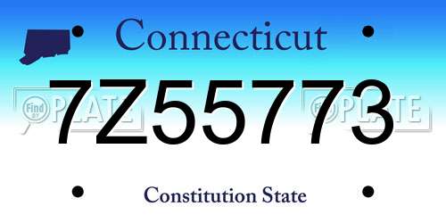 7Z55773 Connecticut License Plate