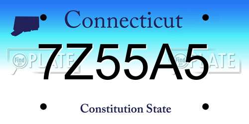 7Z55A5 Connecticut License Plate