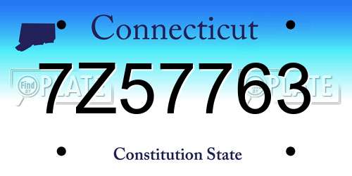 7Z57763 Connecticut License Plate