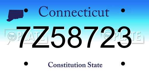 7Z58723 Connecticut License Plate