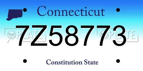 7Z58773 Connecticut License Plate