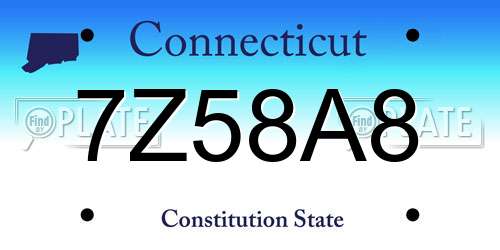7Z58A8 Connecticut License Plate