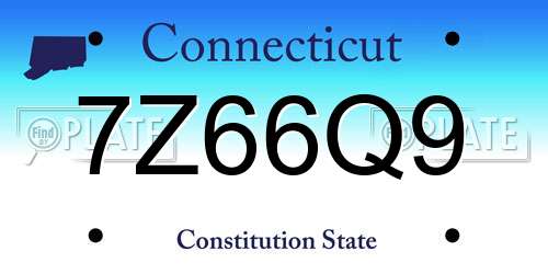 7Z66Q9 Connecticut License Plate