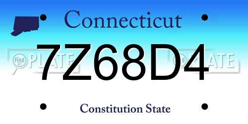 7Z68D4 Connecticut License Plate