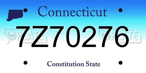 7Z70276 Connecticut License Plate