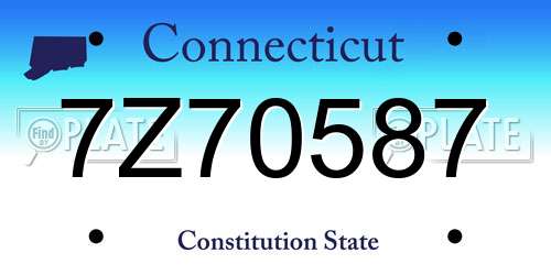 7Z70587 Connecticut License Plate