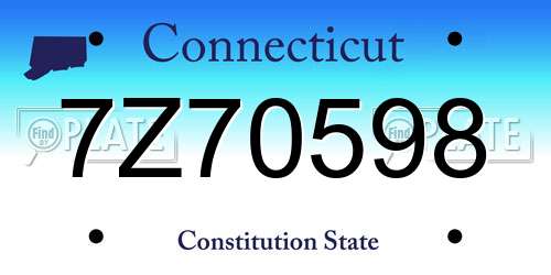 7Z70598 Connecticut License Plate