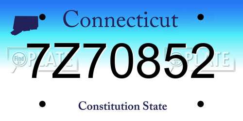 7Z70852 Connecticut License Plate
