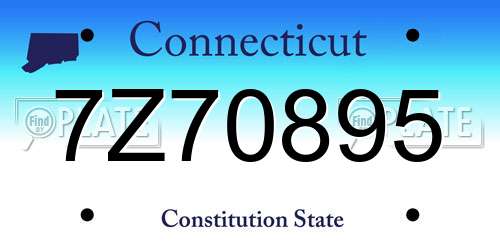 7Z70895 Connecticut License Plate