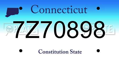 7Z70898 Connecticut License Plate