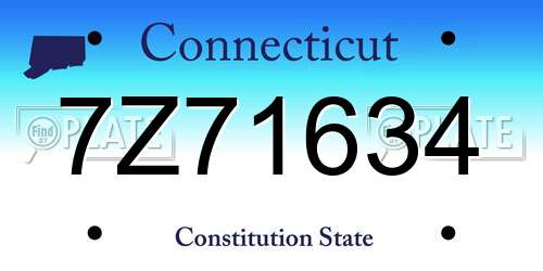 7Z71634 Connecticut License Plate