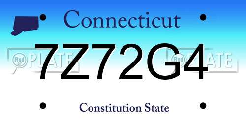 7Z72G4 Connecticut License Plate