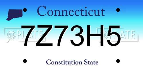 7Z73H5 Connecticut License Plate