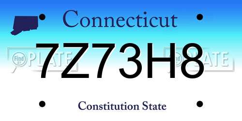 7Z73H8 Connecticut License Plate