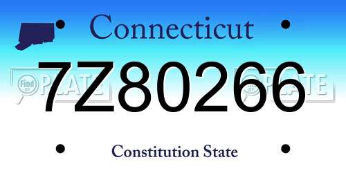 7Z80266 Connecticut License Plate