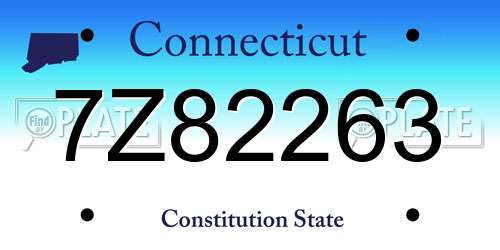 7Z82263 Connecticut License Plate
