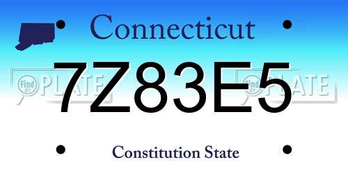 7Z83E5 Connecticut License Plate