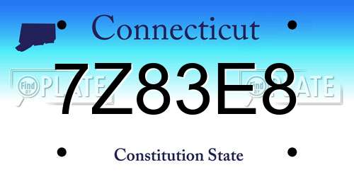 7Z83E8 Connecticut License Plate
