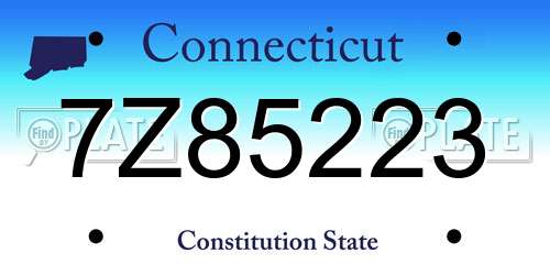7Z85223 Connecticut License Plate