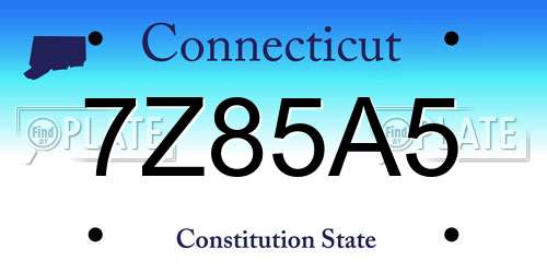 7Z85A5 Connecticut License Plate