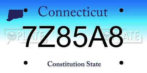 7Z85A8 Connecticut License Plate