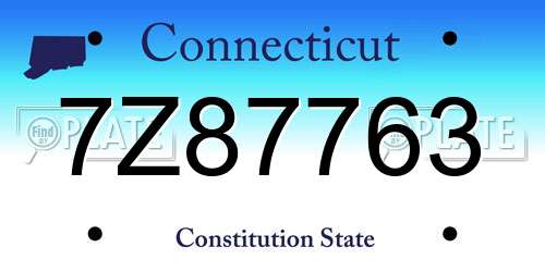 7Z87763 Connecticut License Plate