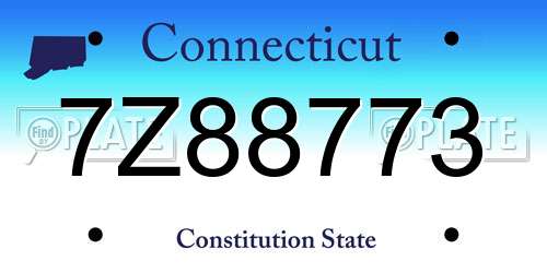 7Z88773 Connecticut License Plate